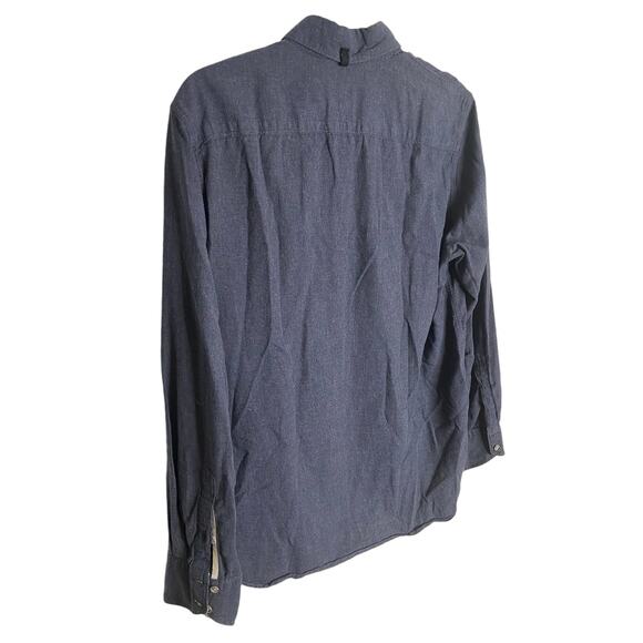 Rag & Bone Standard Issue Flannel Button Down Shirt Long Sleeve Blue Size Medium - Picture 5 of 8